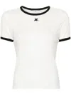 Courrèges Fitted White T-shirt With Contrasting Ribbed Trim In White