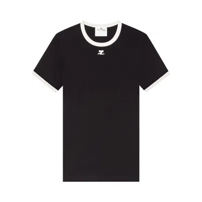 Pre-owned Courrèges Signature Contrast T-shirt 'black' | Men's Size S