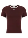 Courrèges Courreges Women Cotton T-shirt With Contrasting Trim In Burgundy