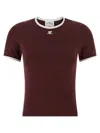 Courrèges Courreges Women Cotton T-shirt With Contrasting Trim In Burgundy