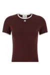 Courrèges Courreges Women Cotton T-shirt With Contrasting Trim In Burgundy