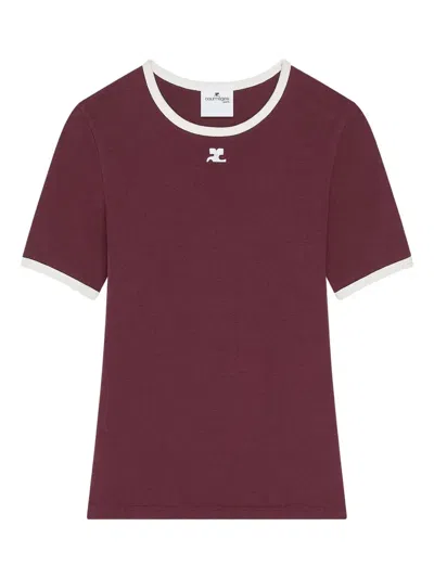 COURRÈGES SIGNATURE CONTRAST T-SHIRT BURGUNDY