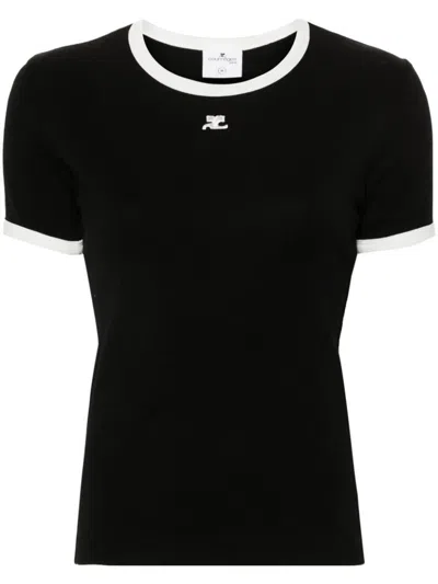 COURRÈGES COURRÈGES SIGNATURE CONTRAST T-SHIRT CLOTHING