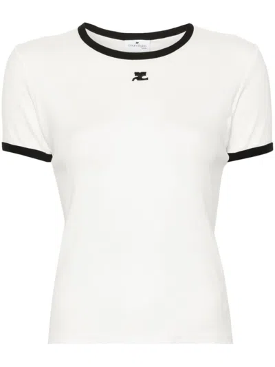 COURRÈGES COURRÈGES SIGNATURE CONTRAST T-SHIRT CLOTHING