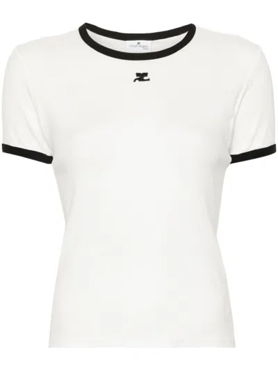Courrèges Signature Contrast T-shirt Clothing In White