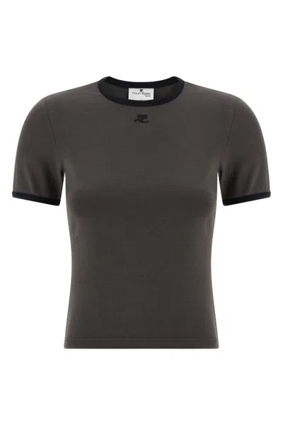 Courrèges Signature T-shirt Featuring Contrast Trim In Black