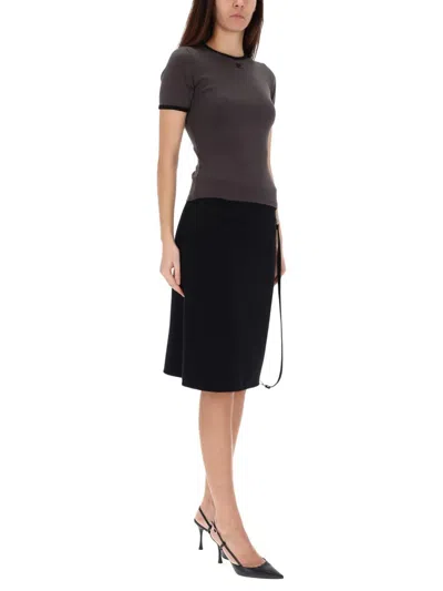 Courrèges "signature Contrast" T-shirt In Black