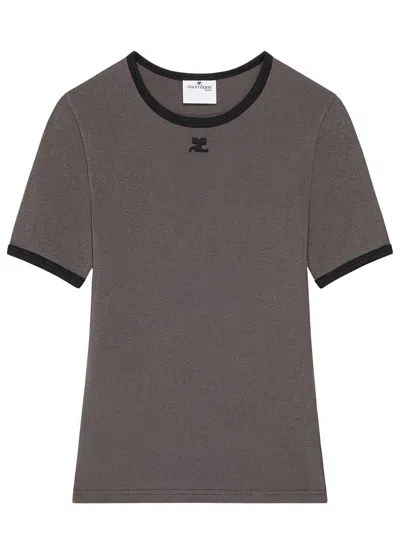 Courrèges Courreges Women T-shirt With Contrasting Cotton Profiles In Multi