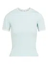 Courrèges Fitted Short-sleeve Top With Contrasting Trim In Blue