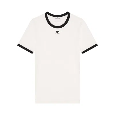 Pre-owned Courrèges Signature Contrast T-shirt 'heritage White/black'
