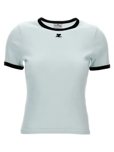 Courrèges Signature Contrast T-shirt In Blue