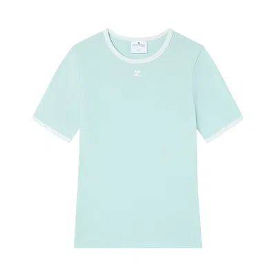Pre-owned Courrèges Signature Contrast T-shirt 'light Mint/heritage White' | Green | Women's Size M
