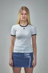 Courrèges Fitted White T-shirt With Contrasting Ribbed Trim In White