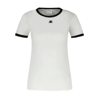 Courrèges Signature Contrast T-shirt In White