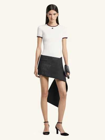 Courrèges Courreges Women Cotton T-shirt With Contrasting Profiles In White