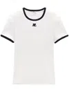 Courrèges Cotton T-shirt With Contrasting Logo Trim Courreges In Black