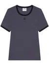 Courrèges Signature Contrast T-shirt Woman Denim And Black In Grey