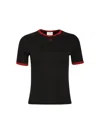 Courrèges Signature Contrast Tee Black And Ruby In Black