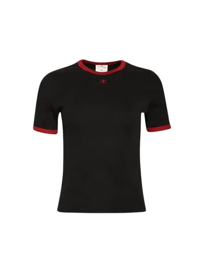 Courrèges Signature Contrast Tee Black And Ruby