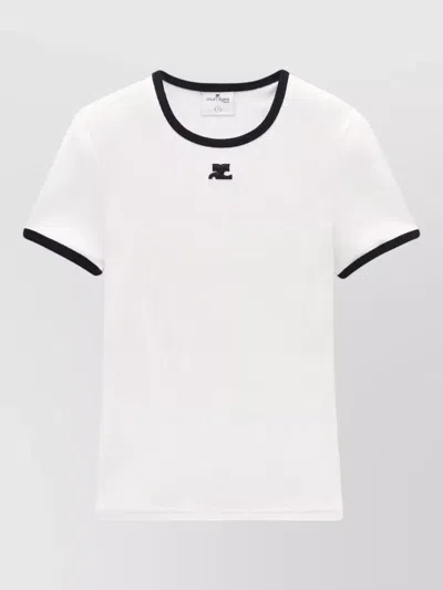 Courrèges Courreges Women Cotton T-shirt With Contrasting Profiles In White