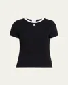 Courrèges Courreges Women Cotton T Shirt With Contrasting Profiles In Black