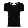 Courrèges Courreges Women Cotton T Shirt With Contrasting Profiles In Black