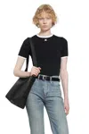 Courrèges Courreges Women Cotton T Shirt With Contrasting Profiles In Black