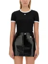 Courrèges Courreges Women Cotton T Shirt With Contrasting Profiles In Yellow