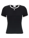 Courrèges Courreges Women Cotton T Shirt With Contrasting Profiles In Black