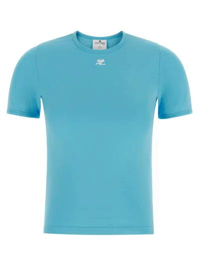 Courrèges Signature Contrast T-shirt In Blue