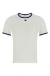 Courrèges Courreges Women Cotton T-shirt With Contrasting Profiles In Blue