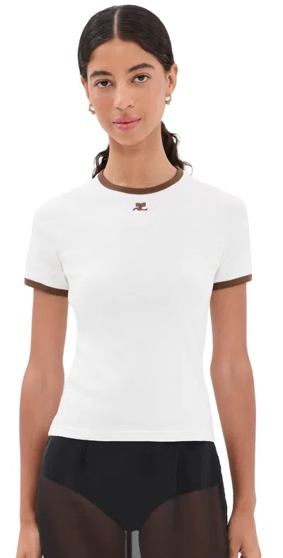 Courrèges Lemaire Dark Espresso Brown Short Puffer Blouson In White