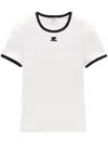 Courrèges Courreges Women Cotton T-shirt With Contrasting Profiles In White