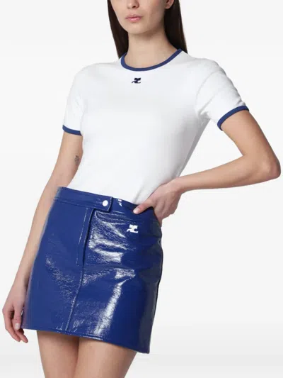 Courrèges Signature Contrast-trim T-shirt In White
