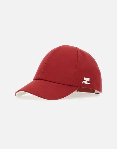 Courrèges Courreges Signature Cotton Baseball Cap In Red