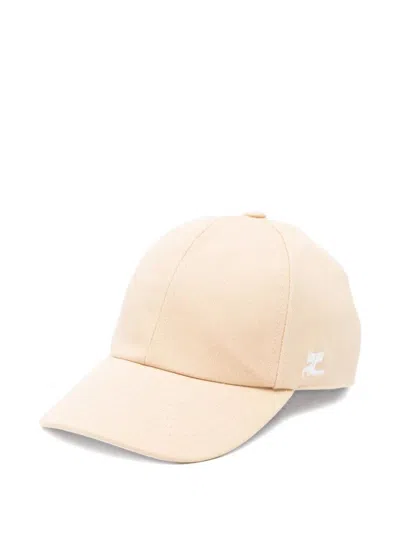 Courrèges Courregès "signature" Cotton Cap In Neutral