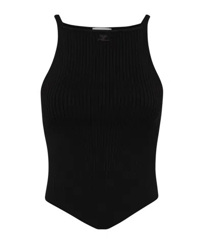 Courrèges Courreges "ribbed Knit Holistic Top In Brown