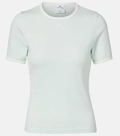 Courrèges Signature Logo Cotton T-shirt In Blue