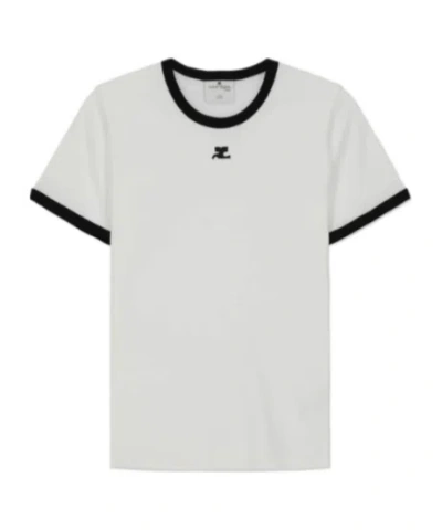 Courrèges Signature Logo-patch T-shirt In White