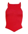Courrèges Holistic Ribbed Viscose Knit Tank Top In Red