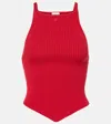 Courrèges Fitted Ribbed Tank Top With Shoulder Pads In Red