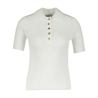 Courrèges Ribbed Polo Shirt In White