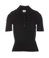 Courrèges Iconic Rib Knit Polo In Black