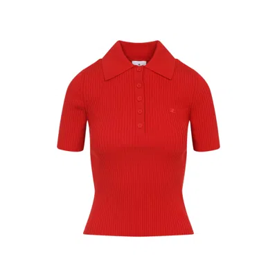 Courrèges Short-sleeved Polo Shirt In Red