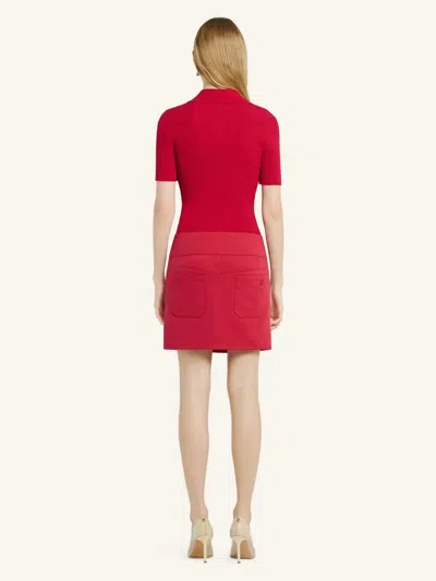 Courrèges Signature Rib Knit Polo In Red