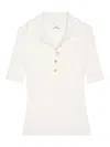 Courrèges Iconic Rib-knit Polo Shirt In White