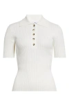Courrèges Short-sleeved Ribbed Polo In Heritage White