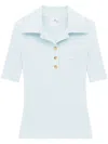 Courrèges Signature Ribbed Polo Top In Blue
