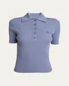 Courrèges Signature Ribbed Polo Top In Dusk Blue