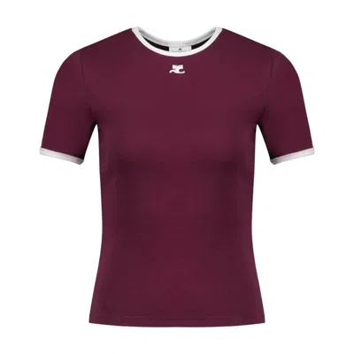 COURRÈGES SIGNATURE T-SHIRT - COTTON - BURGUNDY